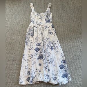 Reformation Balia linen dress lupine blue white floral 4